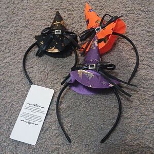 Halloween witches headbands for girls or women purple black orange NEW